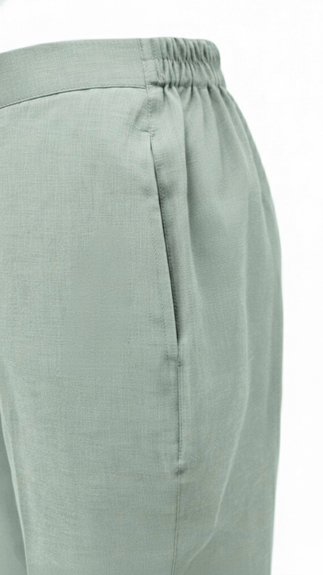 Sage Green Straight-Leg Pants for Women – Cotton-Linen Blend | Sajra