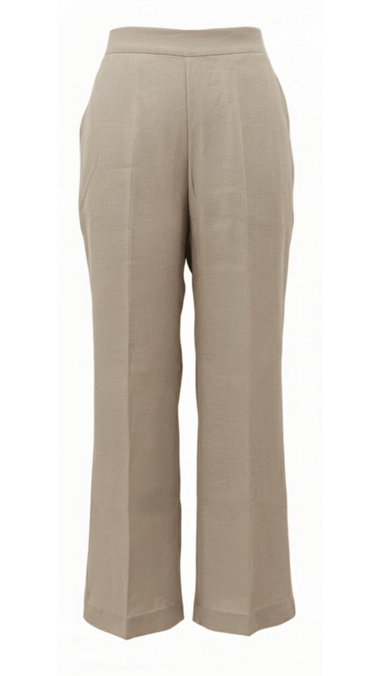 Beige Straight-Leg Pants for Women – Cotton-Linen Blend | Sajra