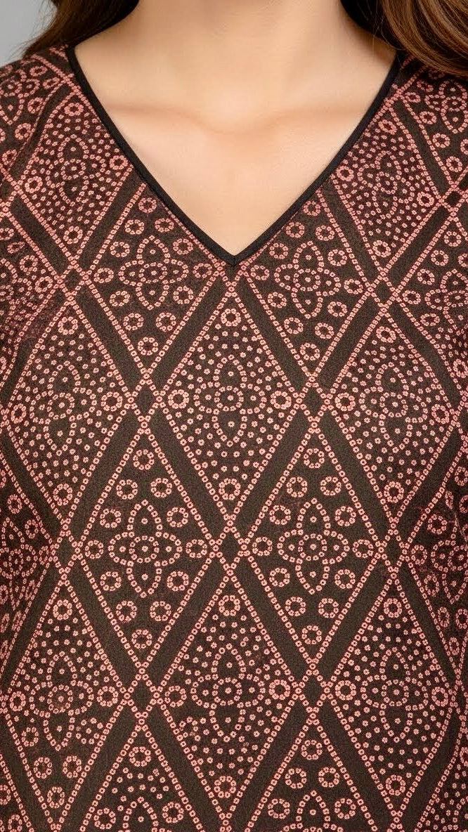 Close-up of a patterned shirt with geometric design