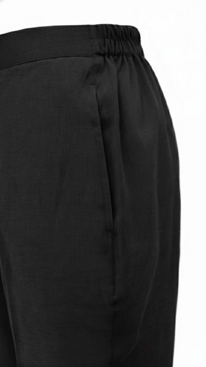 Black Straight-Leg Pants for Women – Cotton-Linen Blend | Sajra